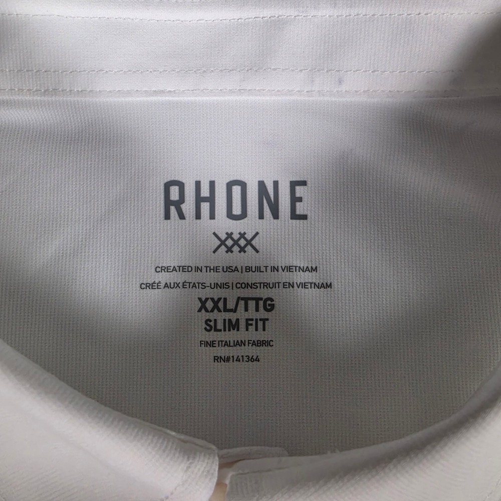 Rhone Commuter Shirt Men XXL Bright White Slim Fit Italian Stretch LS NEW READ - Picture 2 of 13